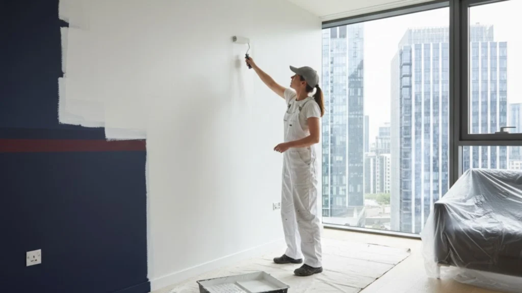 An image of covering dark paint E14